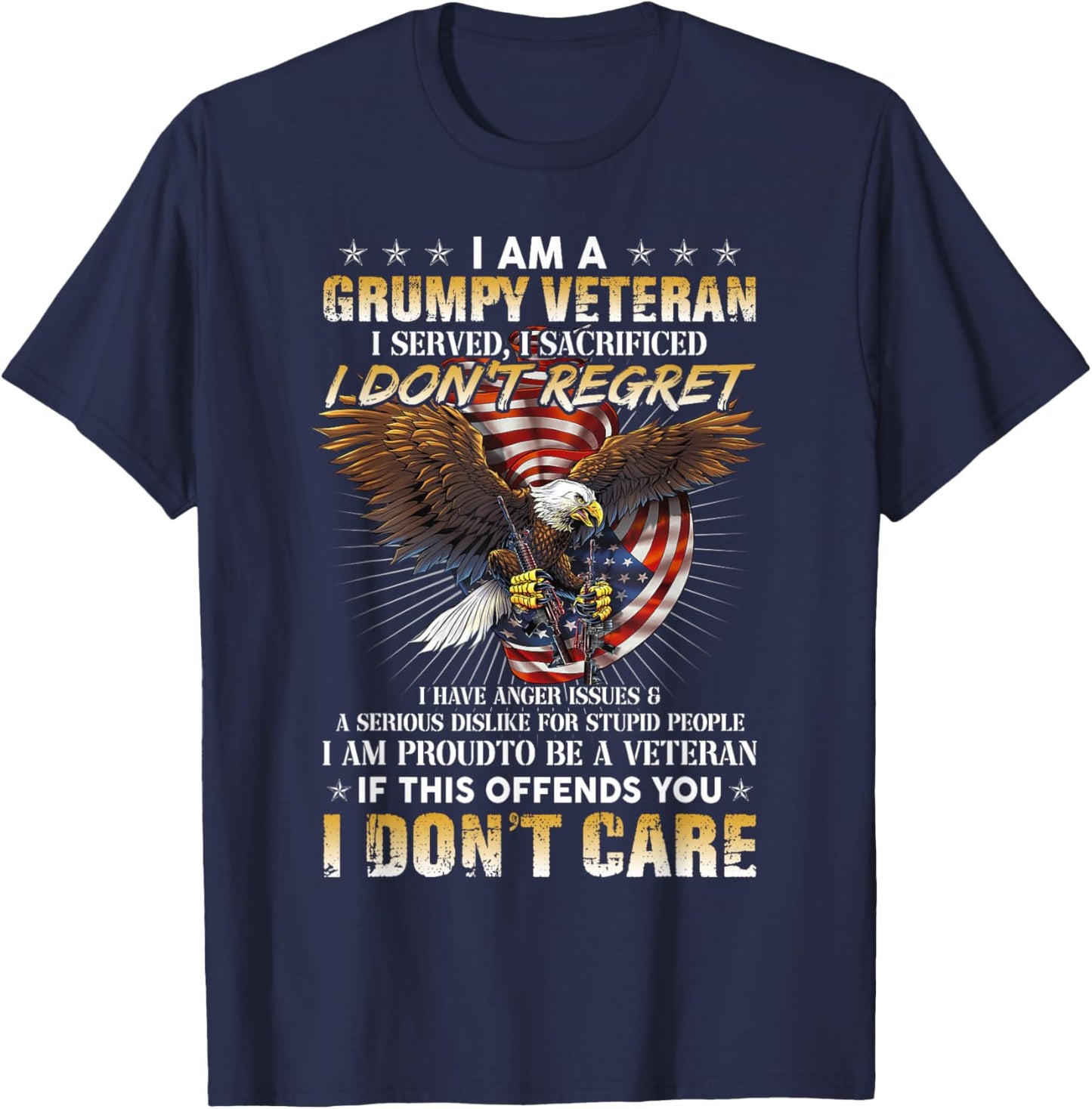 Grumpy Old Veteran Funny Veteran Father's Day T-Shirt - T-Shirt | Navy