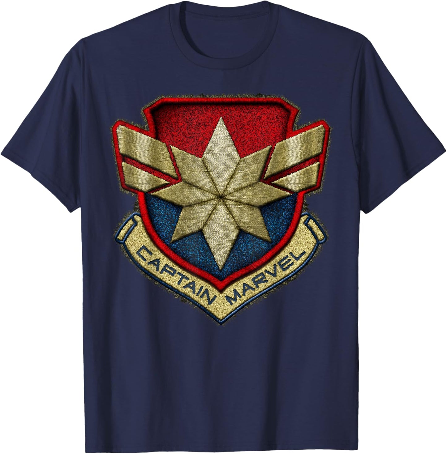 Marvel Captain Marvel Stitch Badge Logo T-Shirt - T-Shirt | Navy