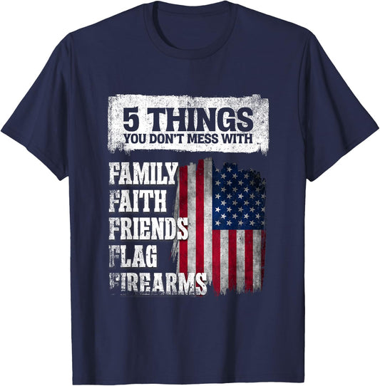 Family Faith Friends Flag Firearms Patriotic 4th Of July Men T-Shirt - T-Shirt | Navy