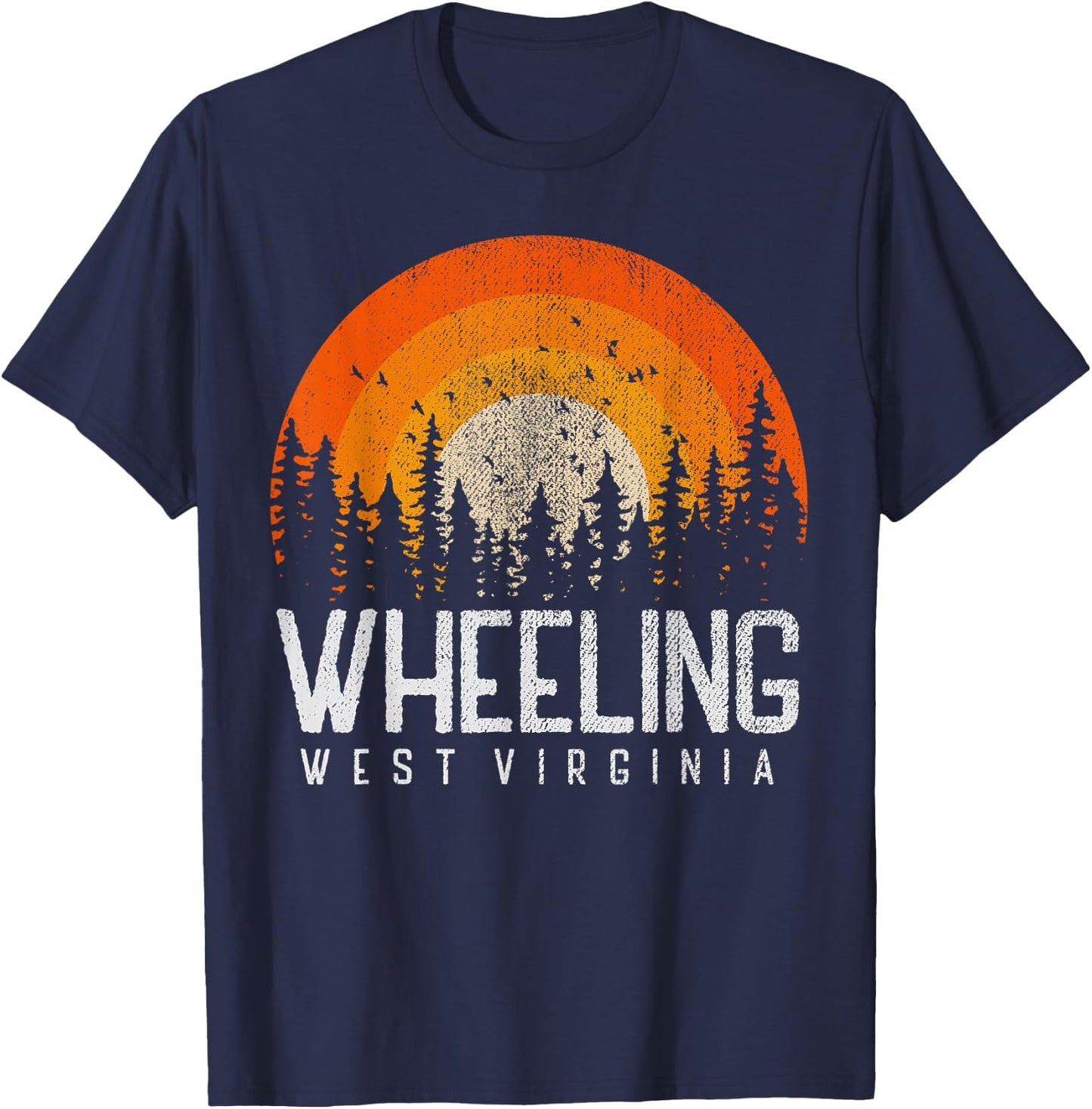 Wheeling West Virginia WV, Retro Style Vintage 70s 80s 90s T-Shirt - T-Shirt | Navy