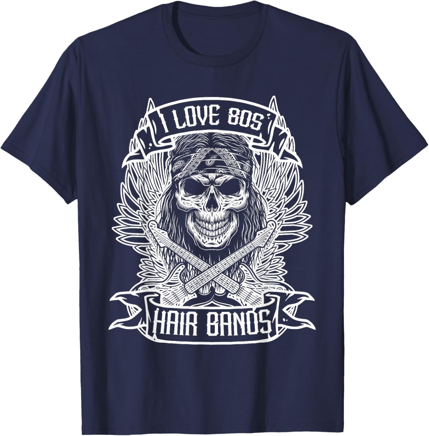 I Love 80s Headbands - Funny Rock Glam Band Party T-Shirt - T-Shirt | Navy