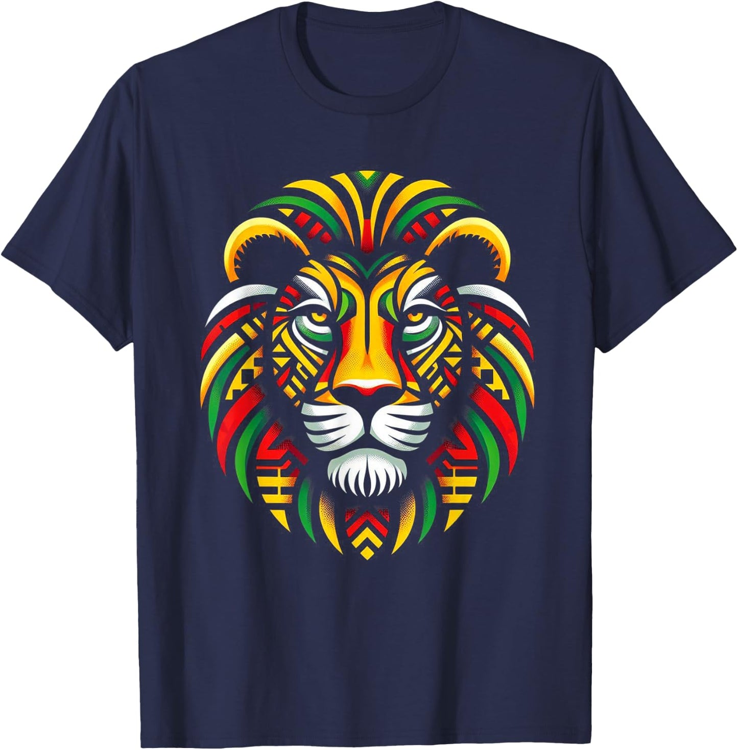 Melanin King Kente Lion African Pride Roots Art T-Shirt - T-Shirt | Navy