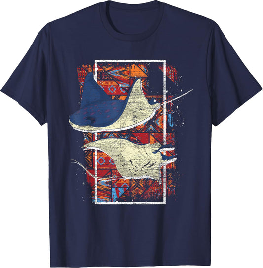 Animal Lover Stingray Polynesia Tattoo Ocean Ray T-Shirt - T-Shirt | Navy