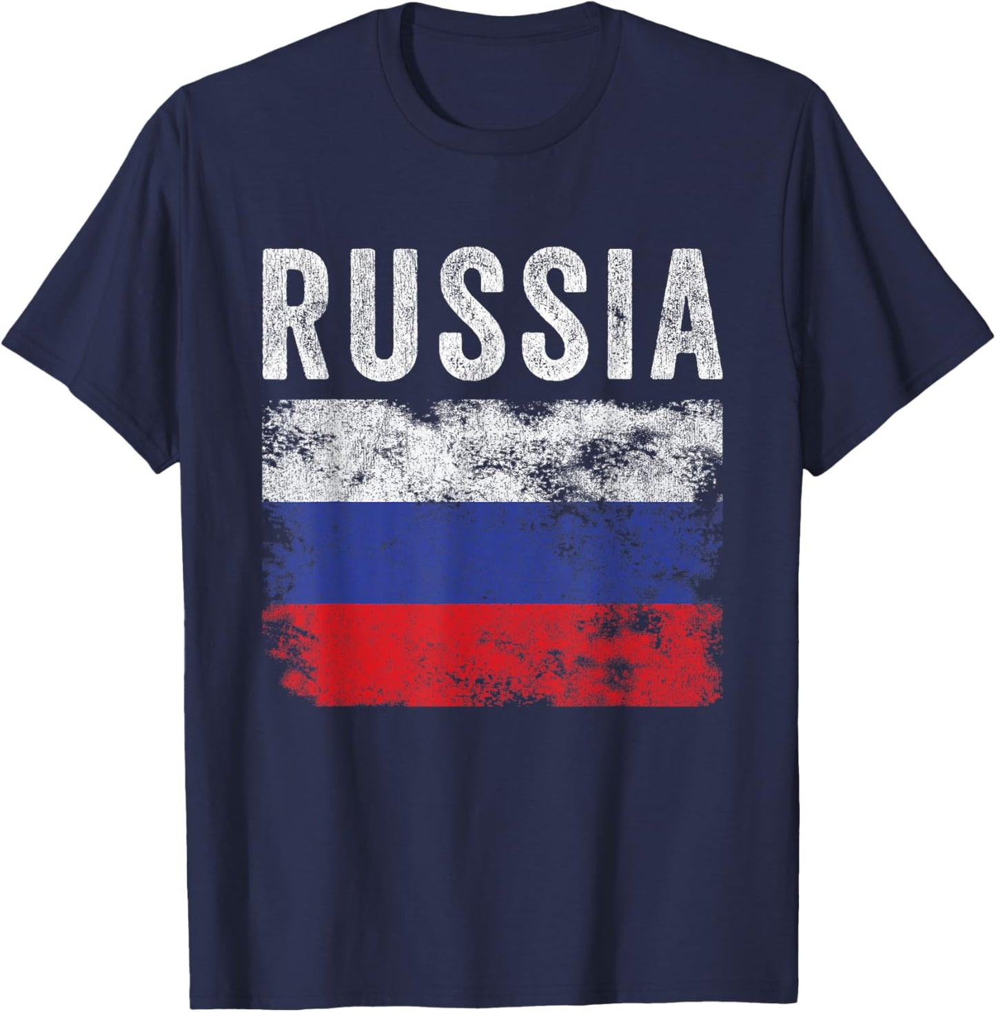 Russia Flag Distressed - Men Women Kids - Russian Flag T-Shirt - T-Shirt | Navy