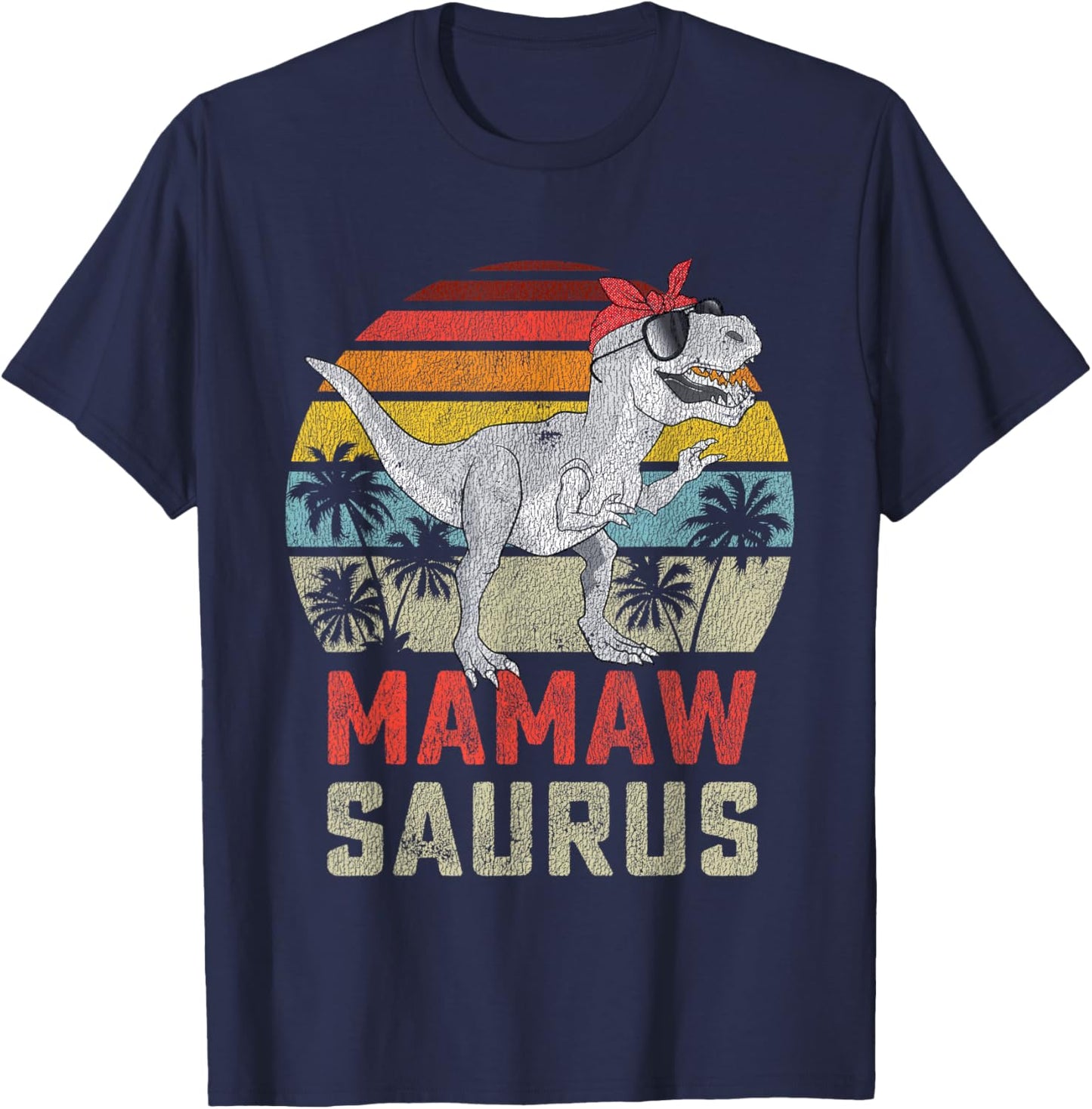 Mamawsaurus T Rex Dinosaur Mamaw Saurus Family Matching T-Shirt - T-Shirt | Navy