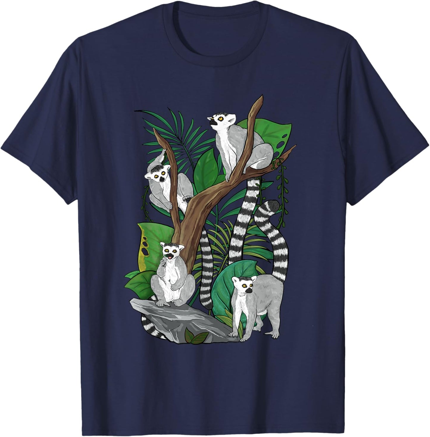 Tropical Lemur - Zookeeper Animal Researcher Lemur Lover T-Shirt - T-Shirt | Navy