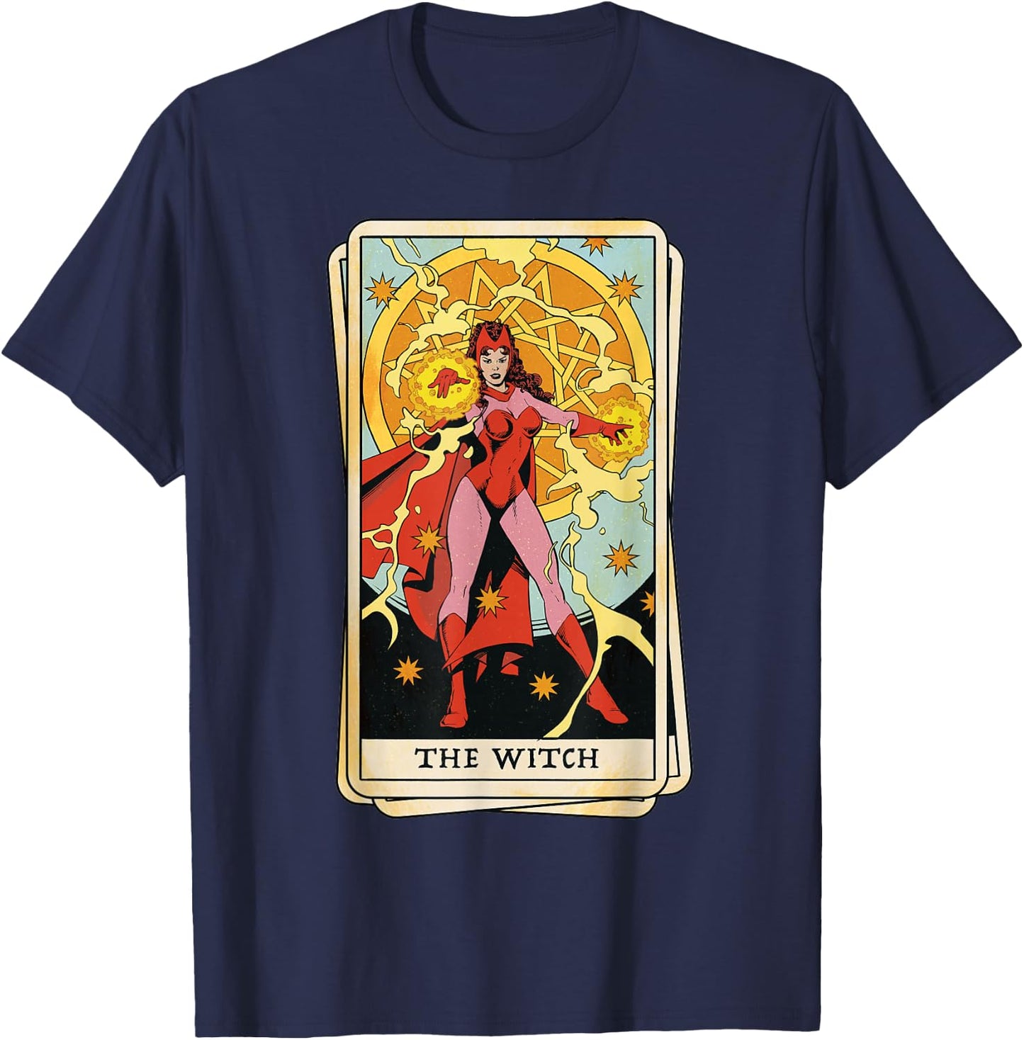 Marvel Tarot Scarlet Witch as The Witch Card T-Shirt - T-Shirt | Navy