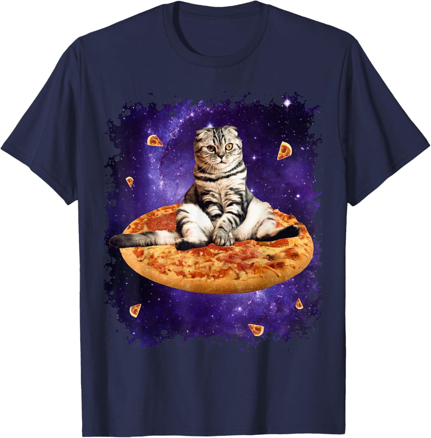 Space Pizza Cat T-Shirt - T-Shirt | Navy
