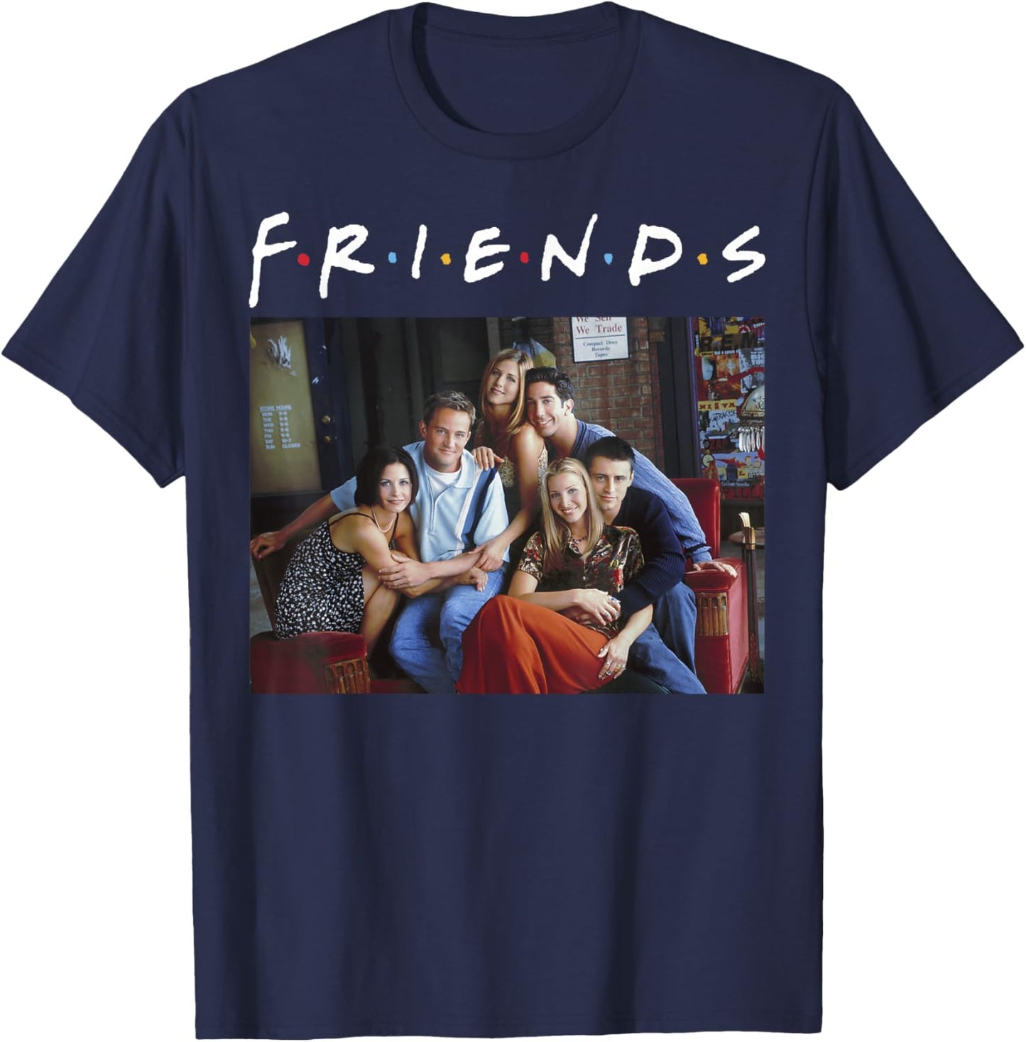 Friends Classic Logo Group Portrait Small T-Shirt - T-Shirt | Navy
