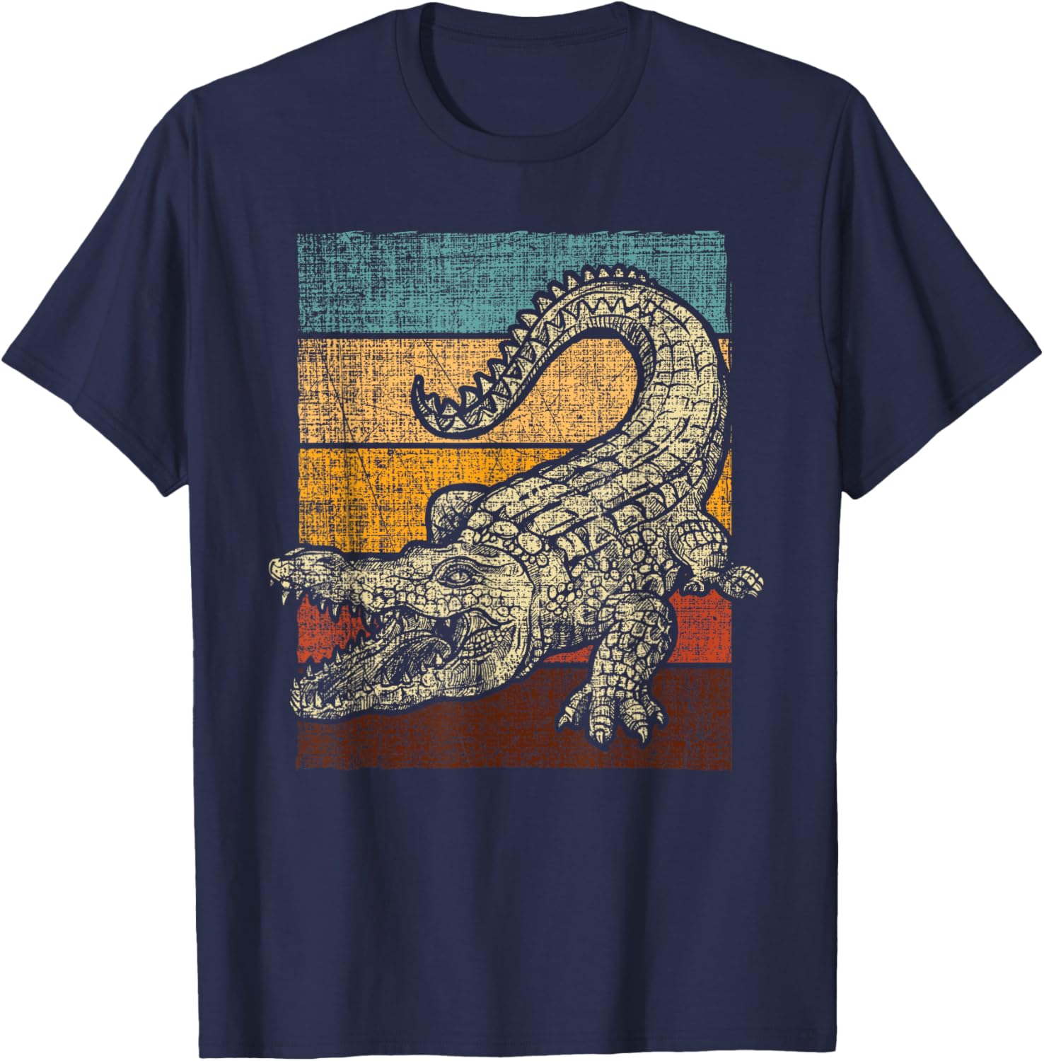 Retro Vintage Alligator Gator Crocodile Zoo Animal Lover T-Shirt - T-Shirt | Navy