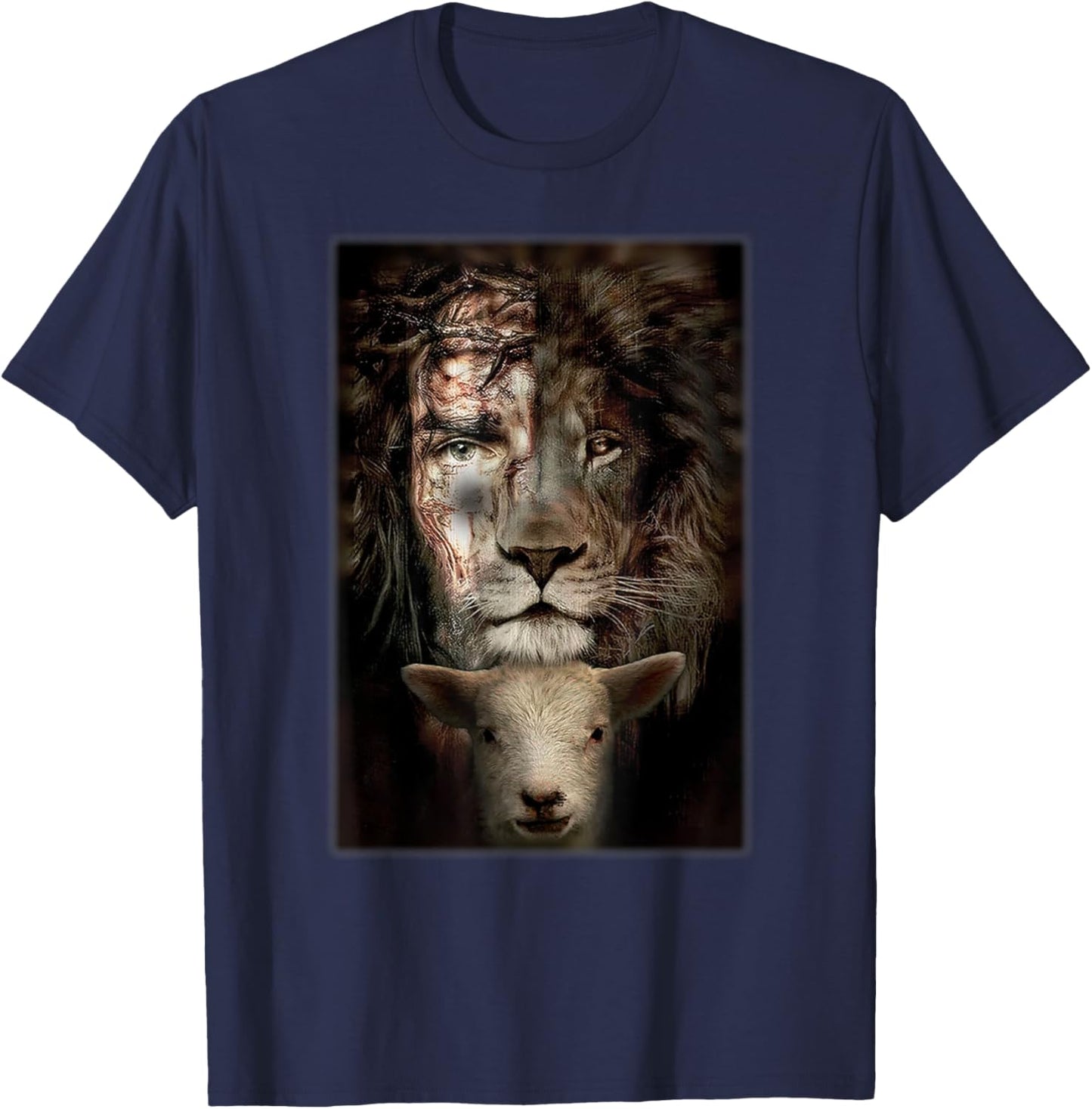 Jesus Lion Lamb Christian Lover T-Shirt - T-Shirt | Navy
