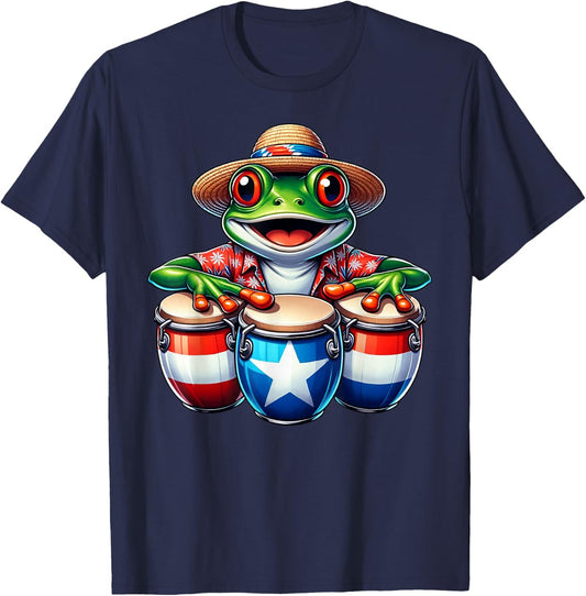 Puerto Rico Coqui Frog Taino Boricua T-Shirt - T-Shirt | Navy
