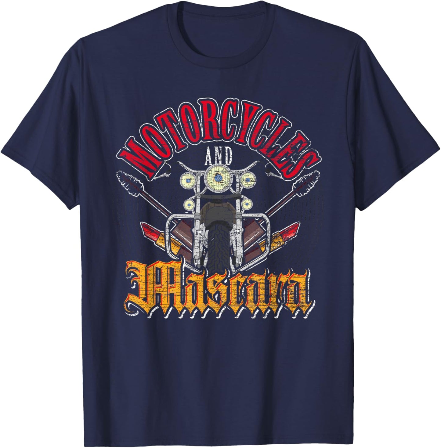 Motorcycle Riding Women Motorcycles And Mascara Biker T-Shirt - T-Shirt | Navy