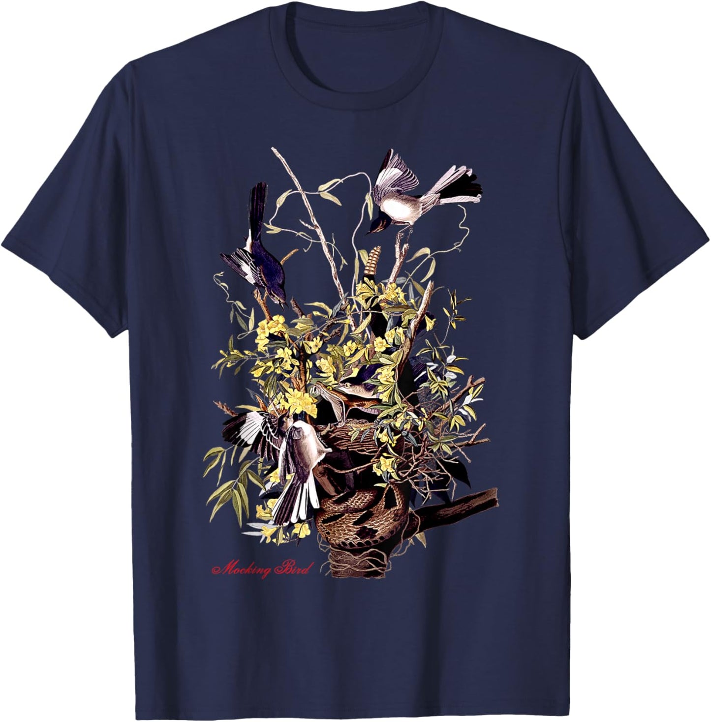 Audubon Mocking Bird North American Birds Education Nature T-Shirt - T-Shirt | Navy