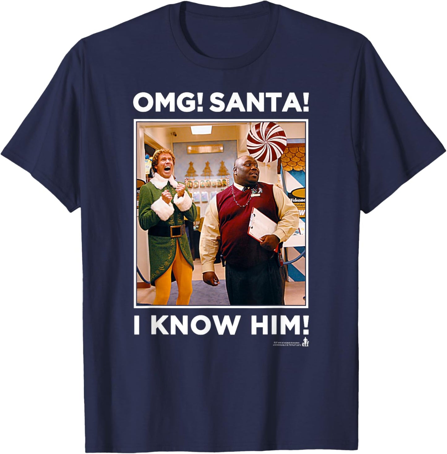 Elf I Know Him! Store Scene Funny Christmas T-Shirt - T-Shirt | Navy