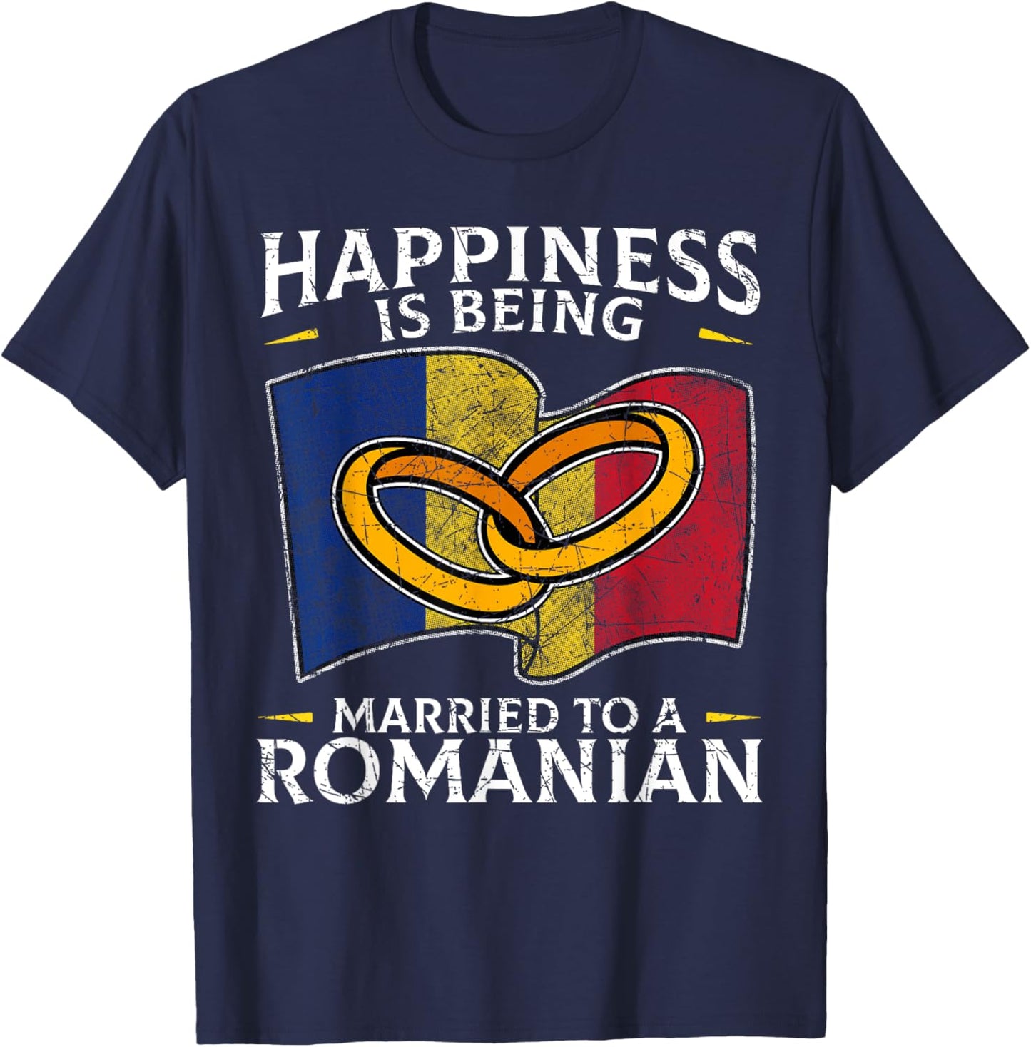 Romanian Wedding State of Romania Roots Married T-Shirt - T-Shirt | Navy