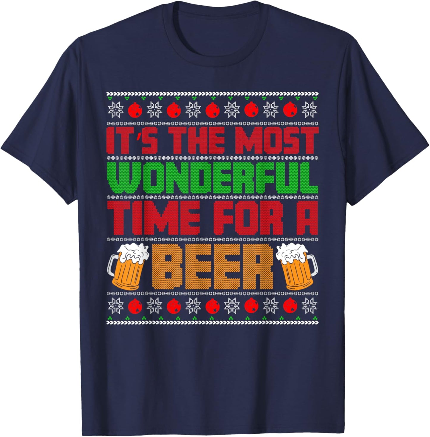 It's The Most Wonderful Time For A Beer T-Shirt - T-Shirt | Navy