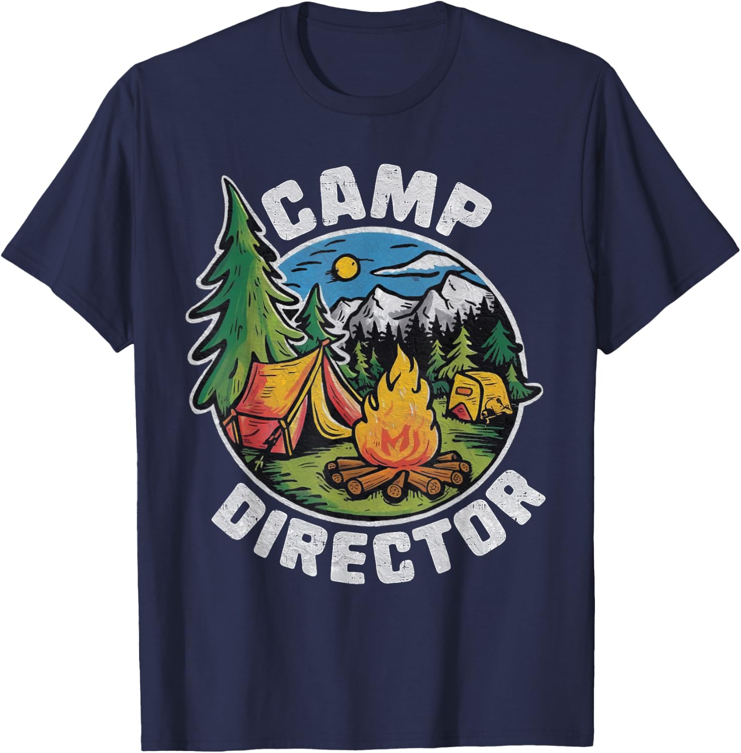 Retro Camp Director Camping Summer Camp Funny Camper Staff T-Shirt - T-Shirt | Navy