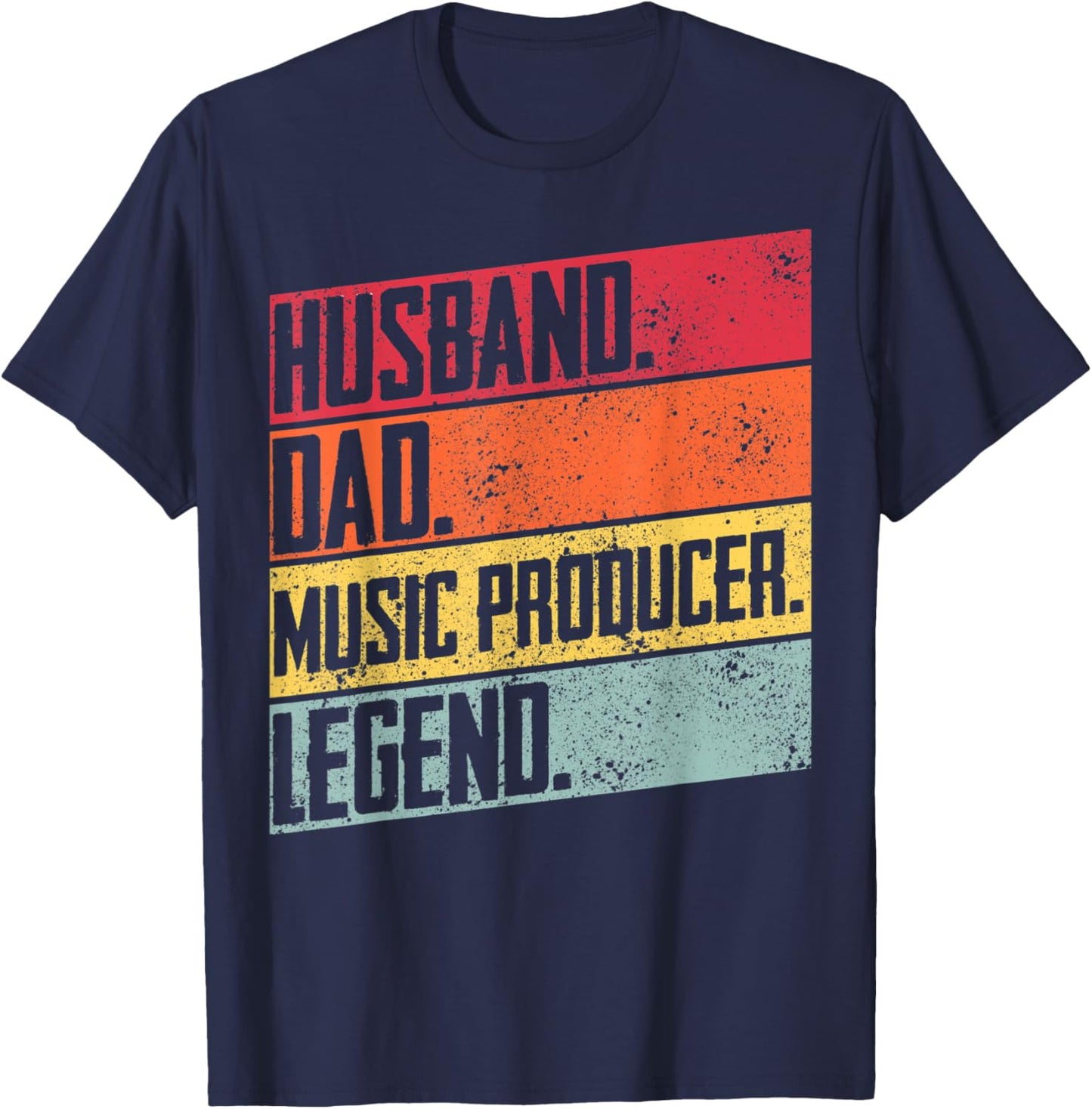 Proud Music Producer Husband Dad Retro Music Father Day T-Shirt - T-Shirt | Navy