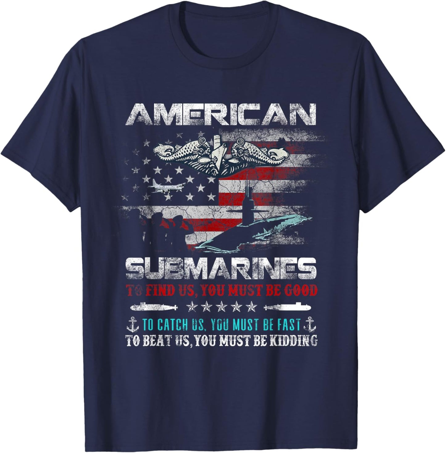 American Submarine Silent Service Veteran Flag Patriotic Men T-Shirt - T-Shirt | Navy