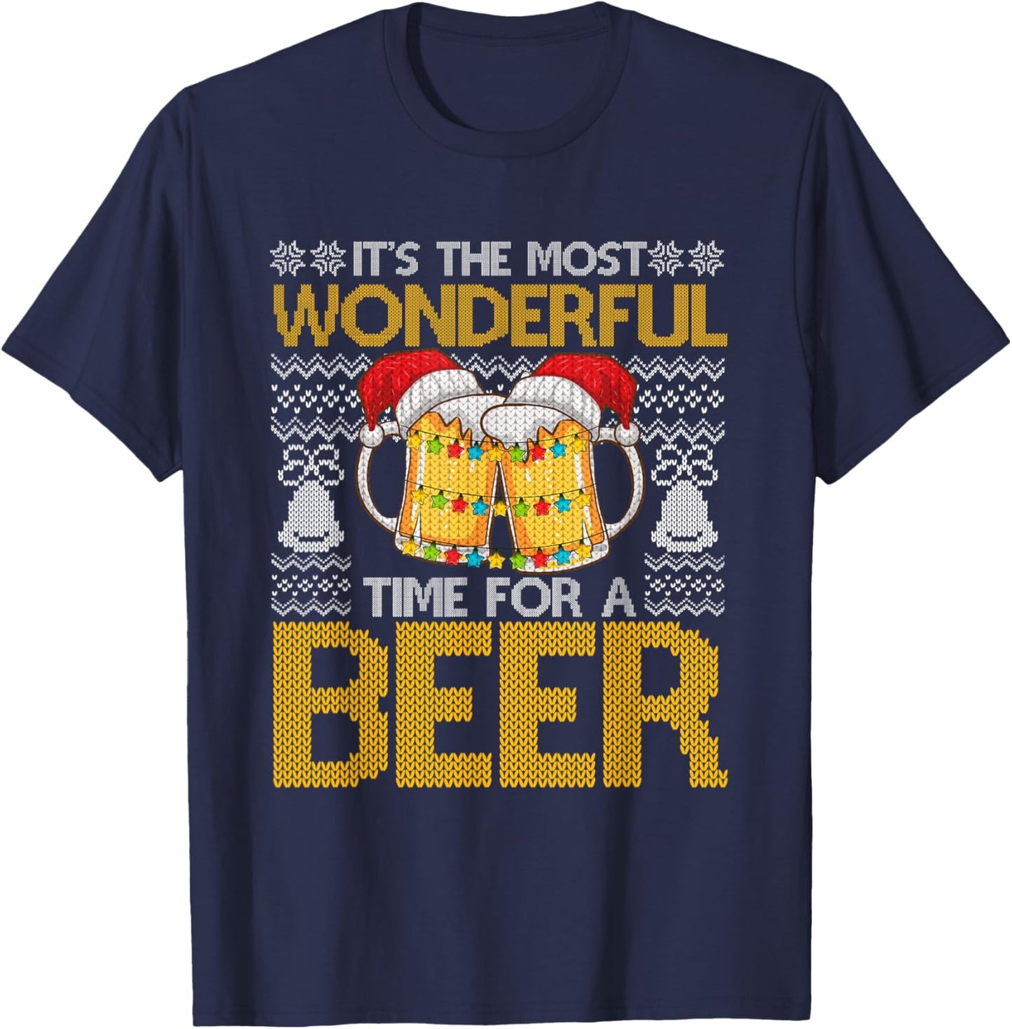 It's The Most Wonderful Time For A Beer Christmas Santa Hat T-Shirt - T-Shirt | Navy