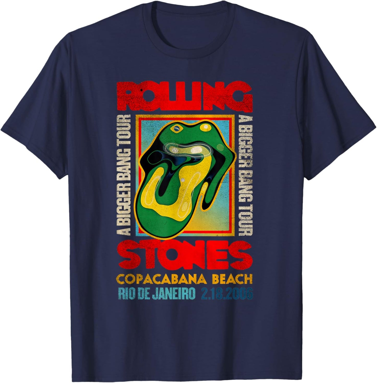 Official Rolling Stones A Bigger Bang Copacabana Tour T-Shirt - T-Shirt | Navy
