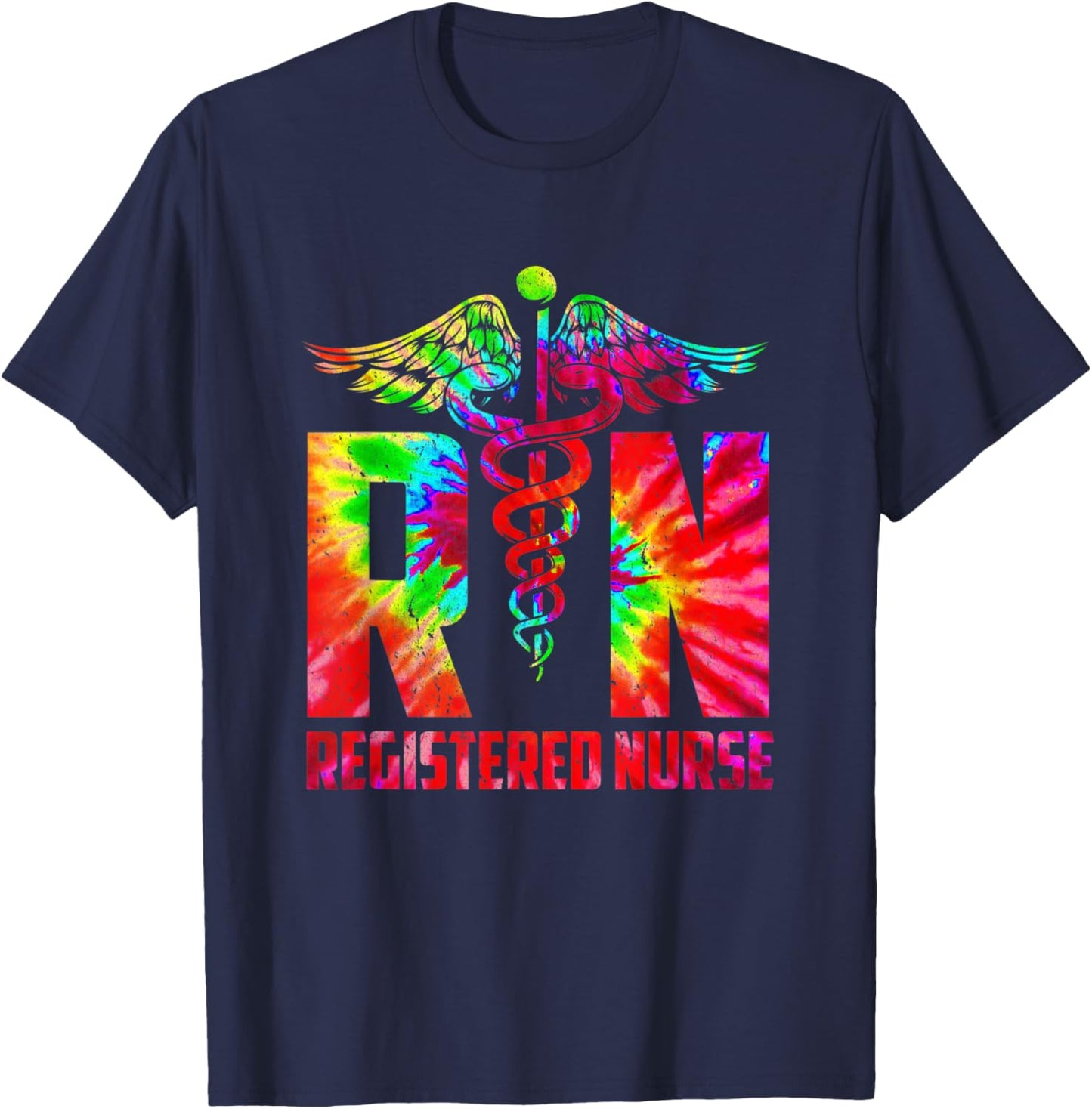 Nurse Tie Dye Registered Nurse Life 2021 Mother Day T-Shirt - T-Shirt | Navy