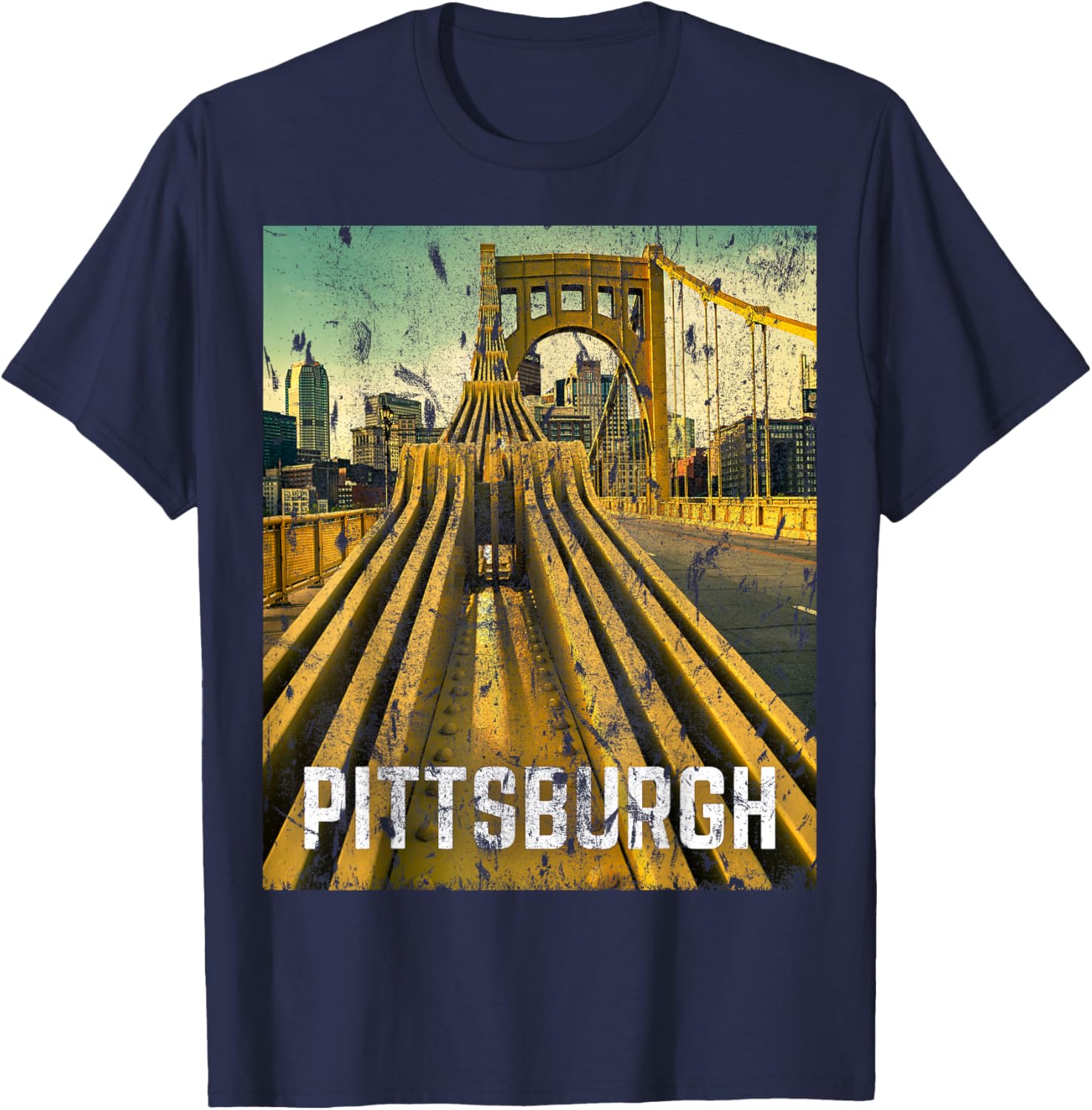 Pittsburgh Pennsylvania Steel City Skyline Photography 412 T-Shirt - T-Shirt | Navy