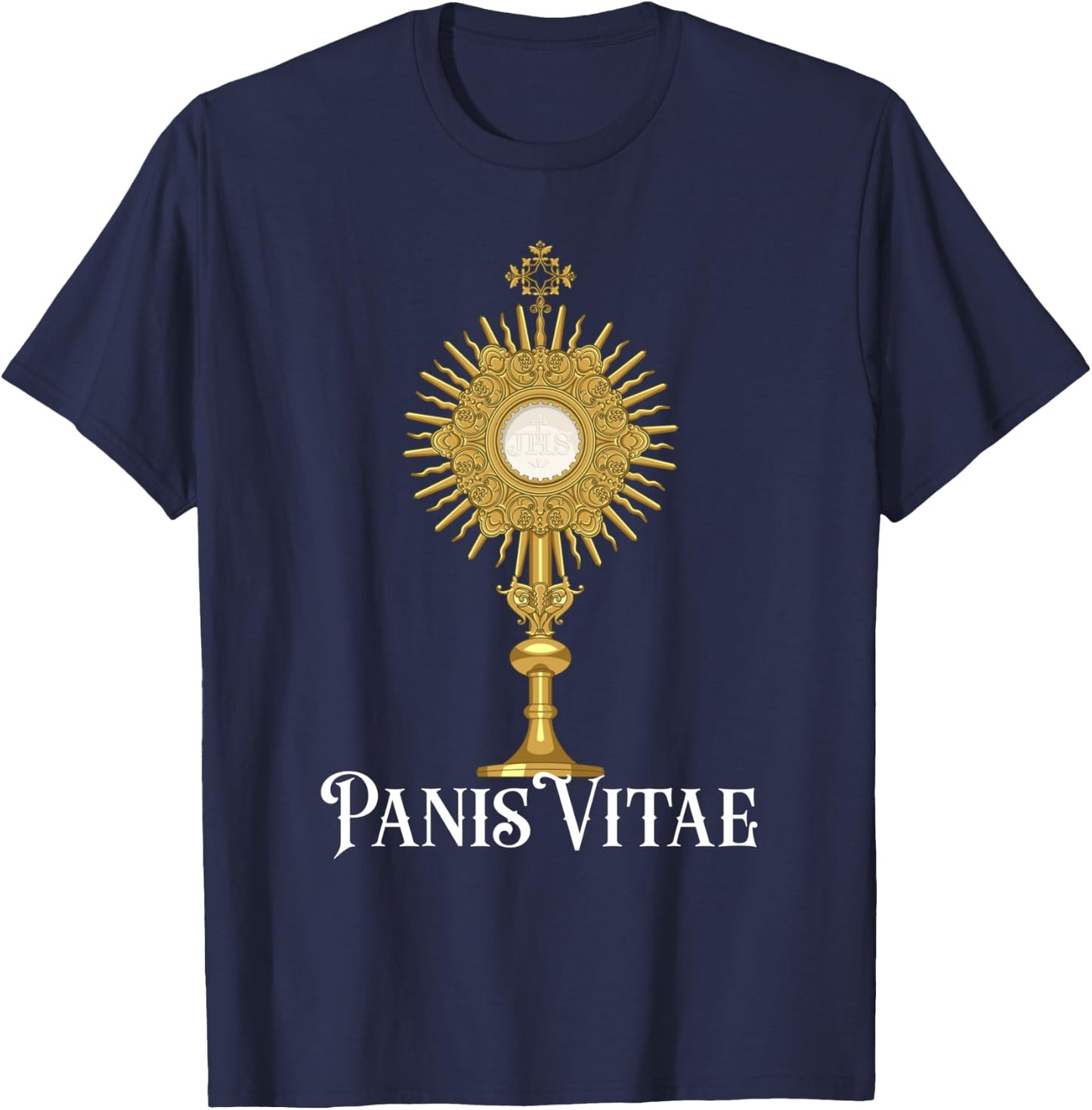 Eucharistic Adoration Traditional Latin Mass Catholic T-Shirt - T-Shirt | Navy