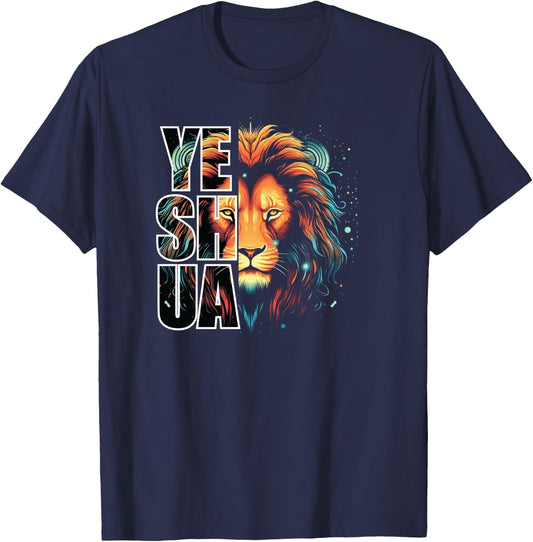 Yeshua Lion Of Judah Fear Bible Christian Religious T-Shirt - T-Shirt | Navy
