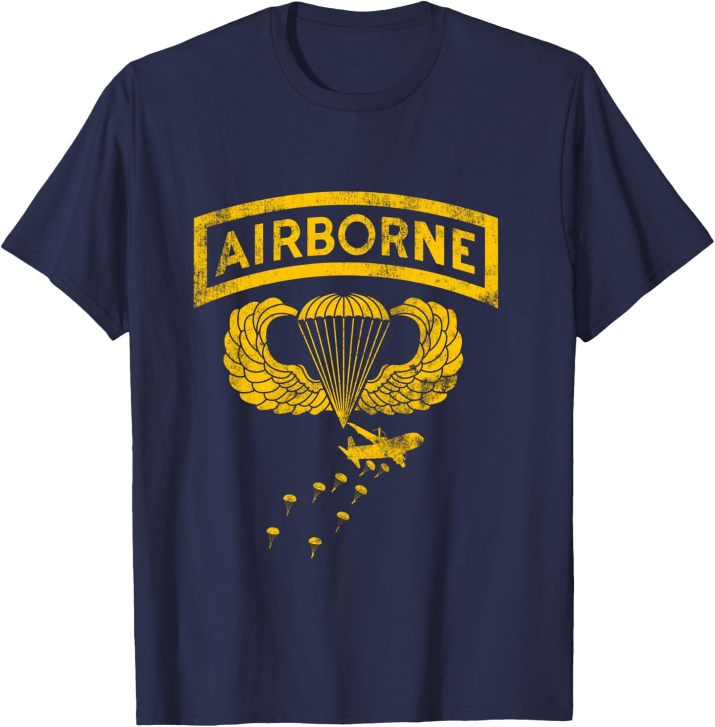U.S Army Airborne Division Paratrooper Veteran Flag Vintage T-Shirt - T-Shirt | Navy