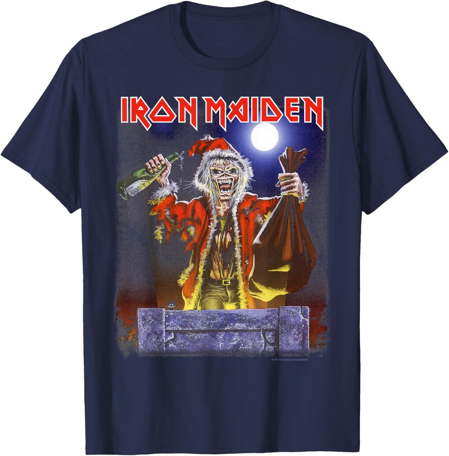 Iron Maiden - No Prayer Santa Eddie Christmas T-Shirt - T-Shirt | Navy