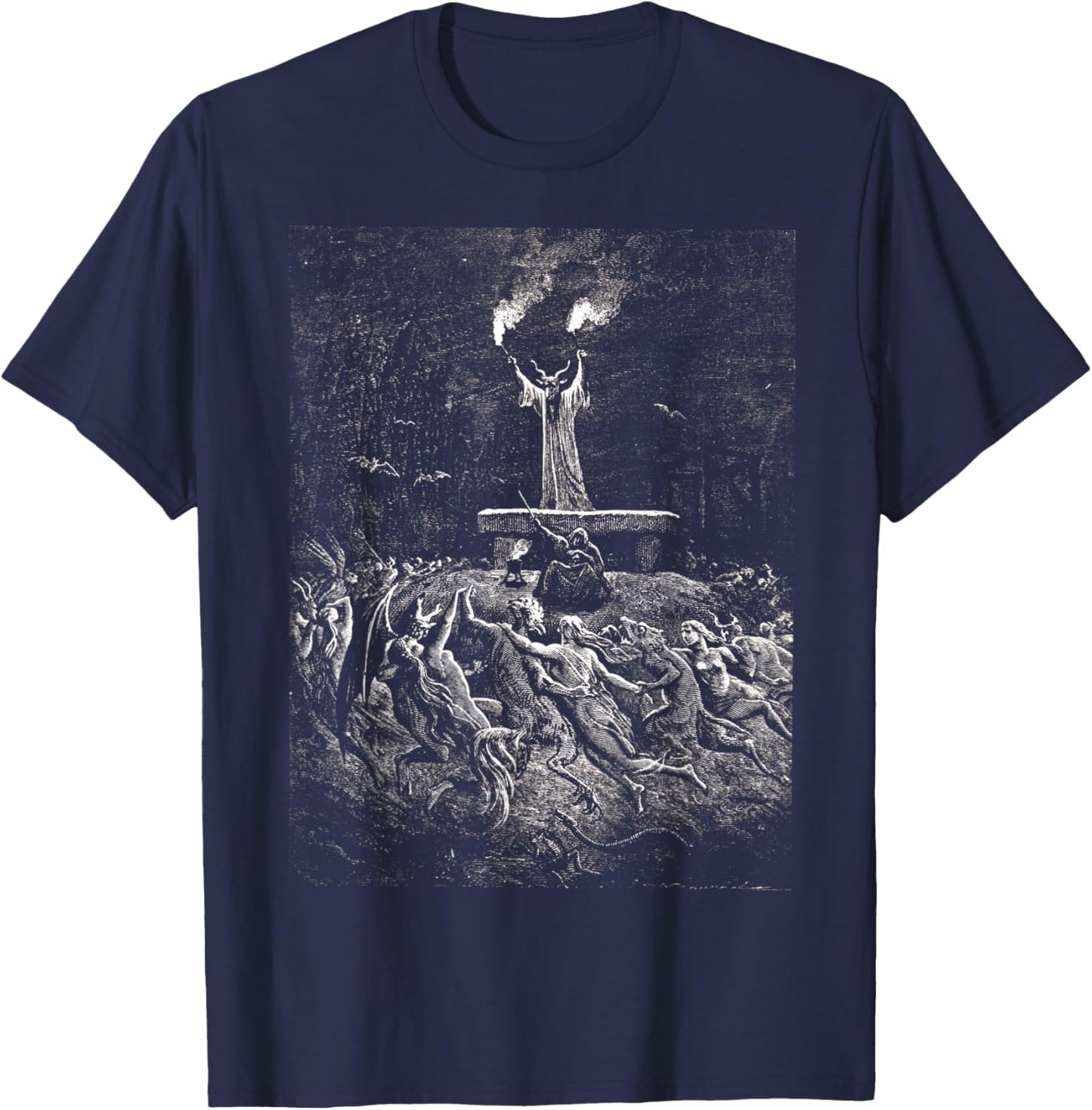 Gustave Dore Witches Dancing at a Sabbath T-Shirt - T-Shirt | Navy