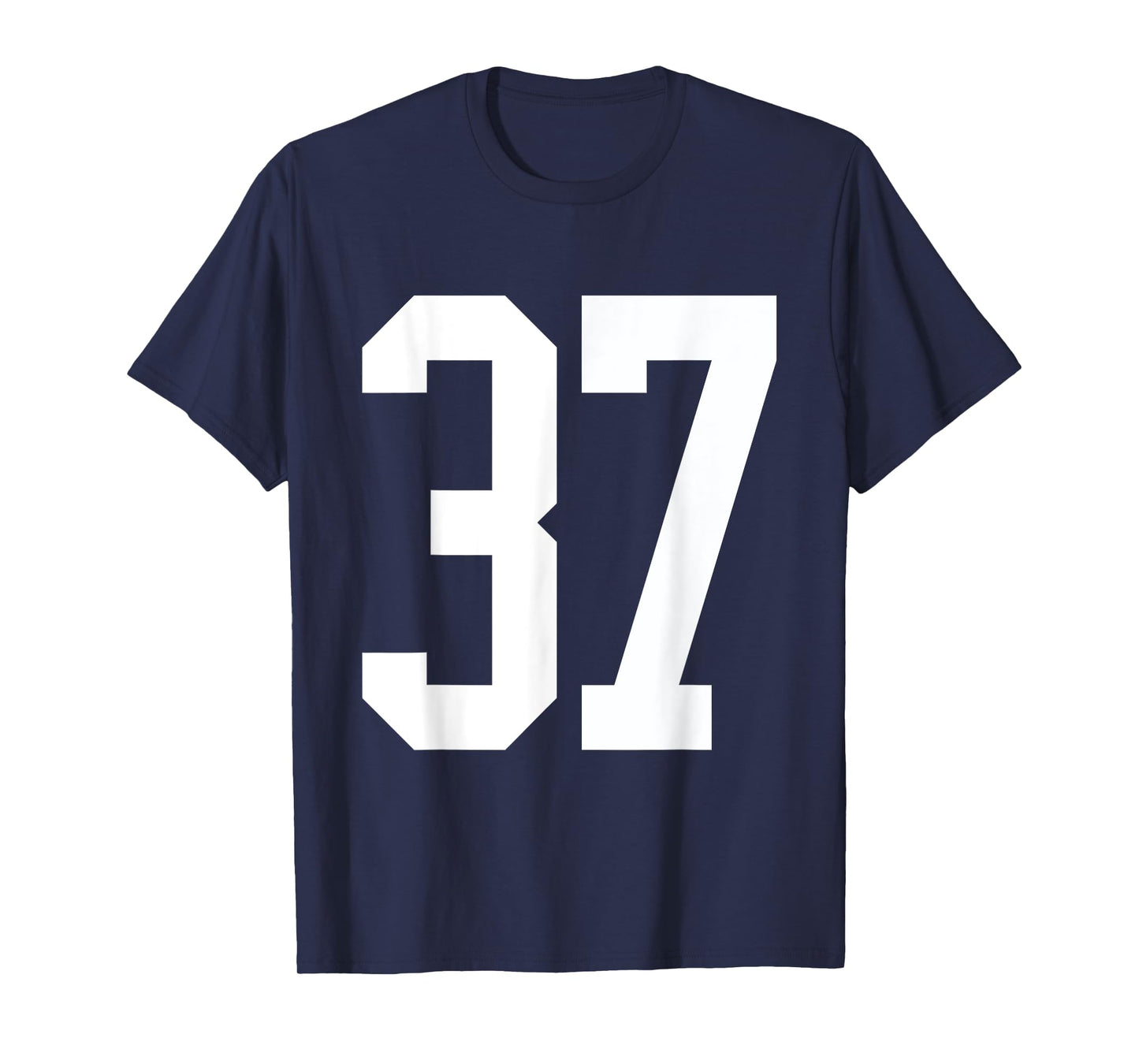 #37 White Number 37 Sports Fan Jersey Style T-Shirt