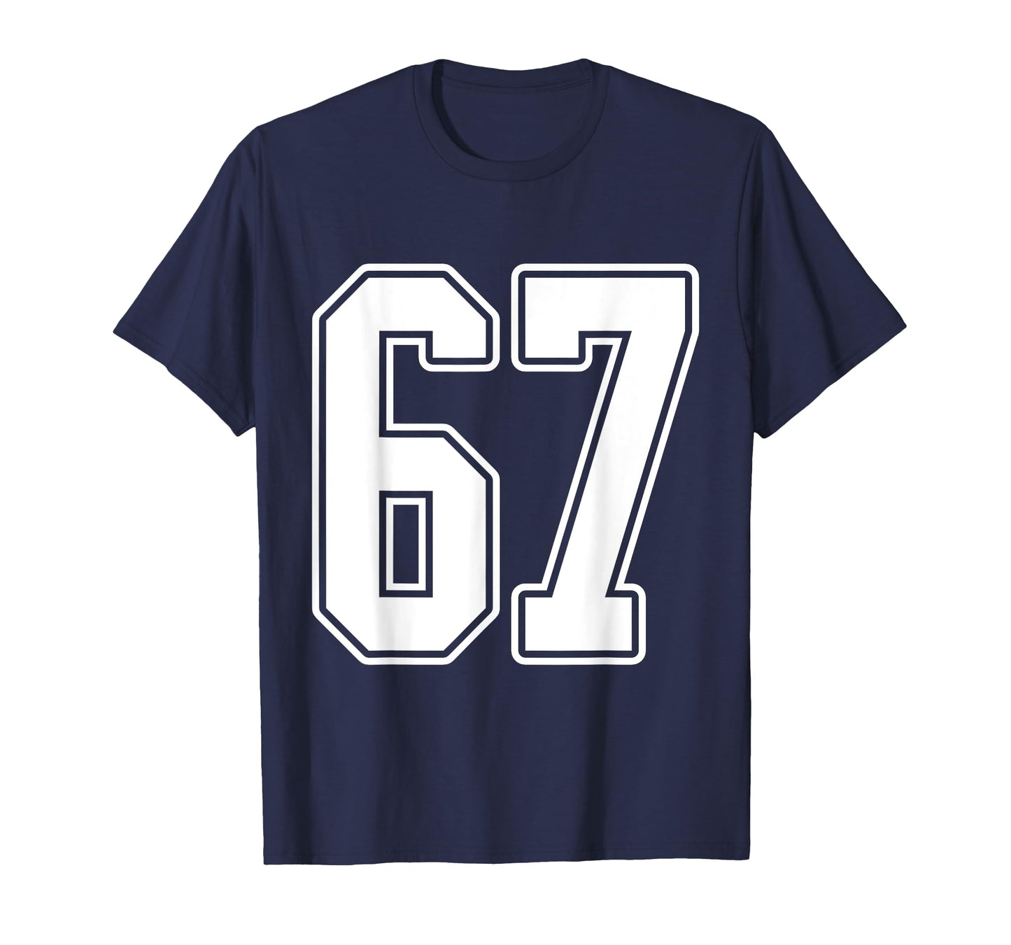 #67 White Outline Number 67 Sports Fan Jersey Style T-Shirt