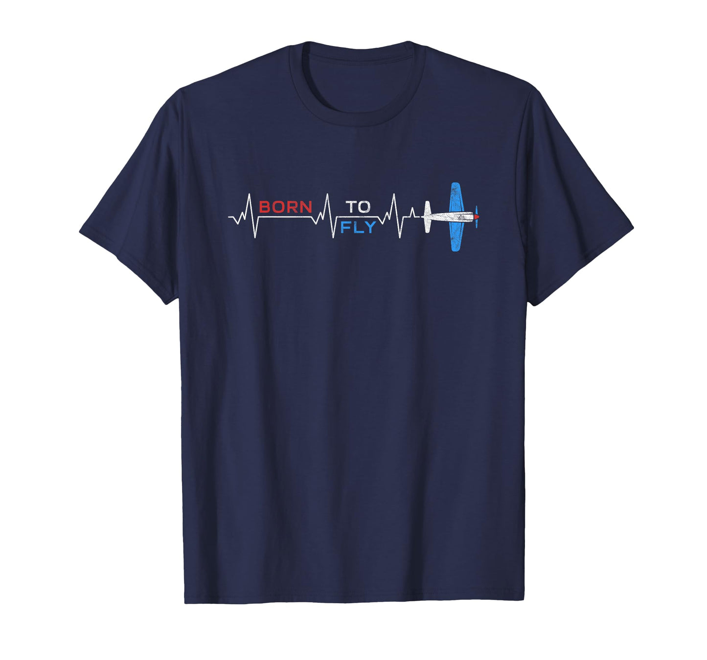 Born to Fly Flying Airplane Heartbeat EKG for Pilot Aviation T-Shirt