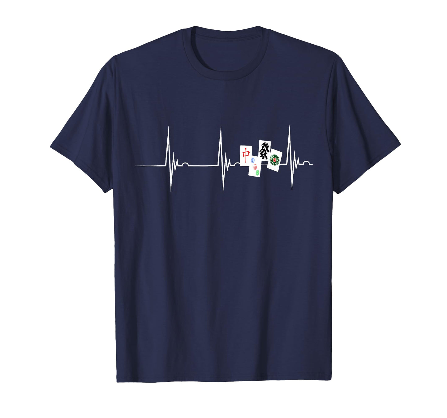 Heartbeat Mahjong Player EKG Pulse Line Chinese Game T-Shirt T-Shirt