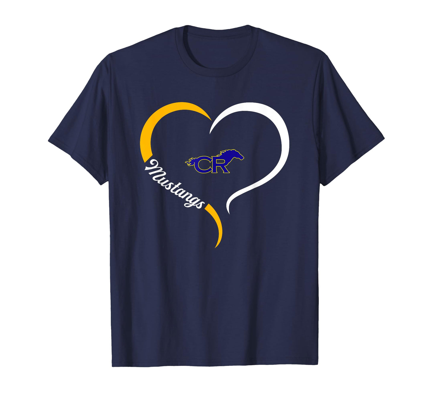 Cypress Ranch Mustangs Logo Half Heart Slogan HS T-Shirt
