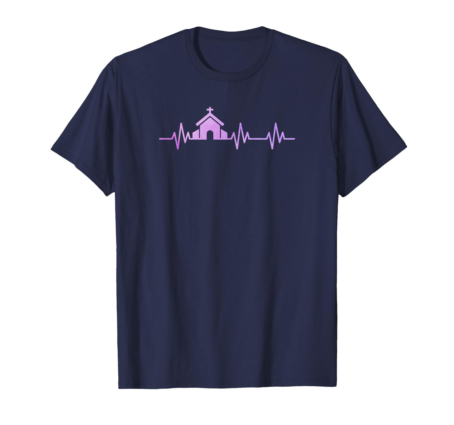 Church Heart Love EKG Heart Pulse Christian Pastor Life T-Shirt
