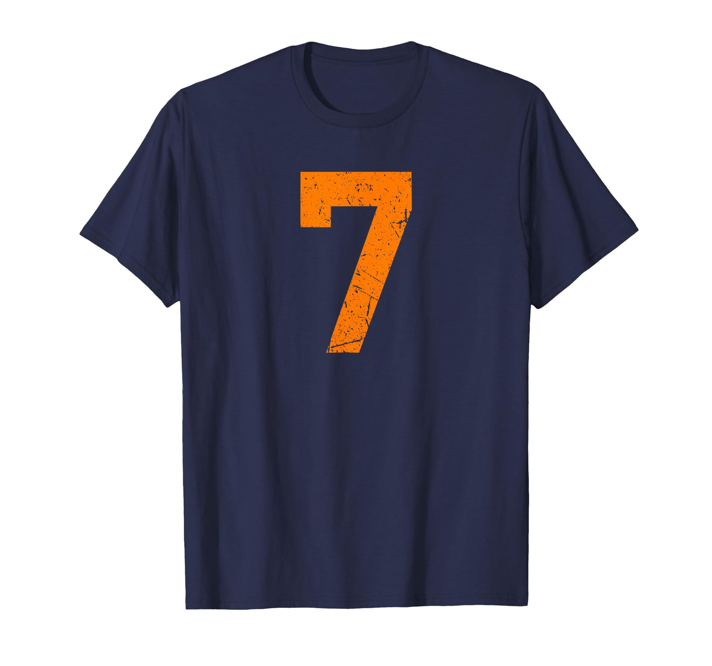 Vintage Orange Sports Team Number #7 T-Shirt