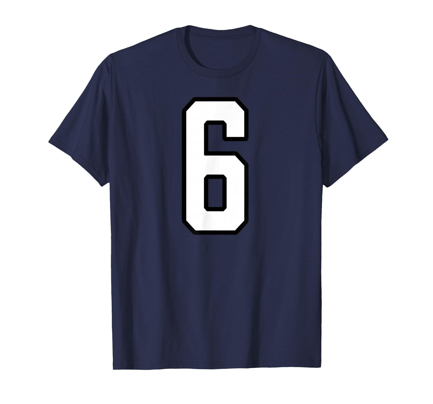 White and Black Sports Number 6 Jersey Uniform Player T-Shirt