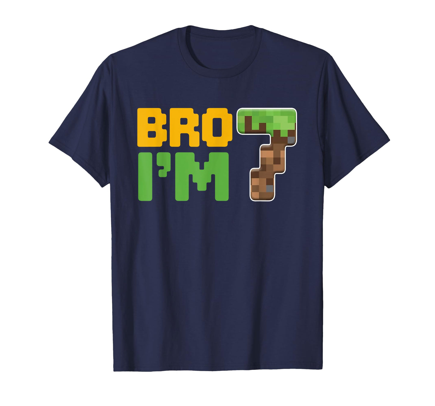 Boys Kids 7th Birthday Boy Bro I’m 7 Year Old Gamer Pixel T-Shirt