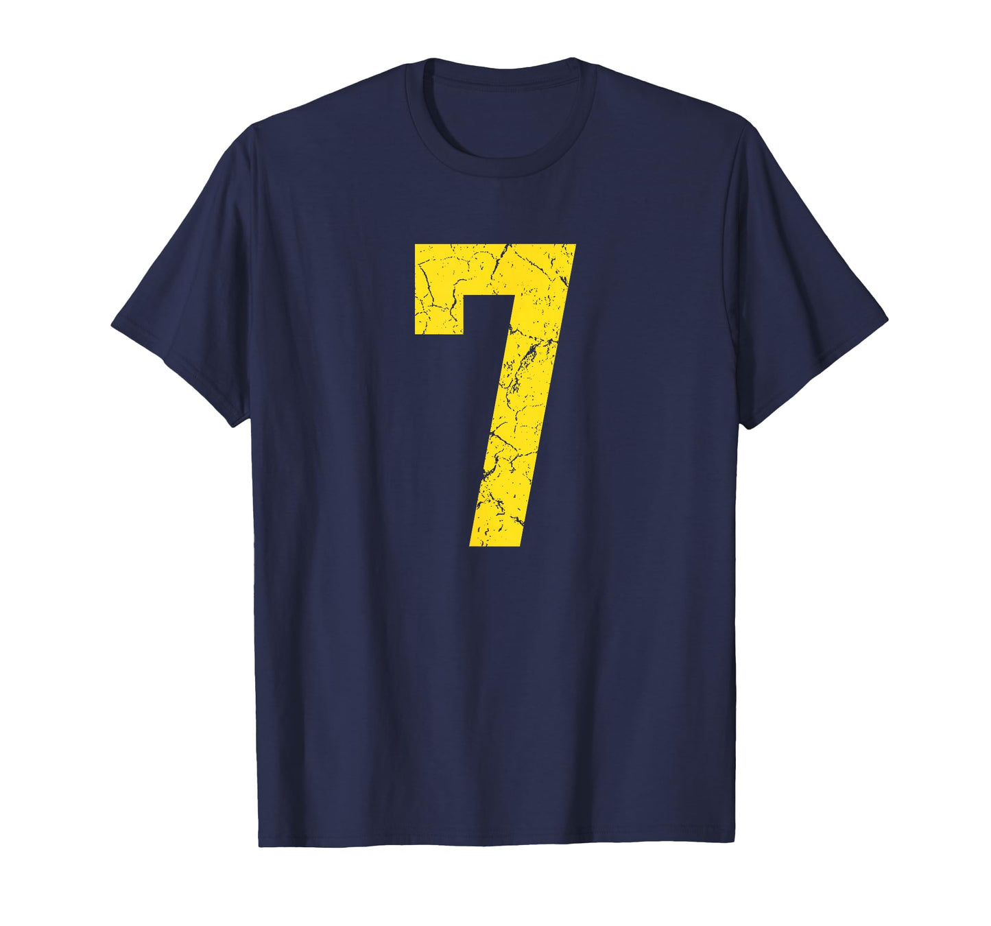 Distressed Bright Gold Number 7 Jersey Player Uniform #7 T-Shirt