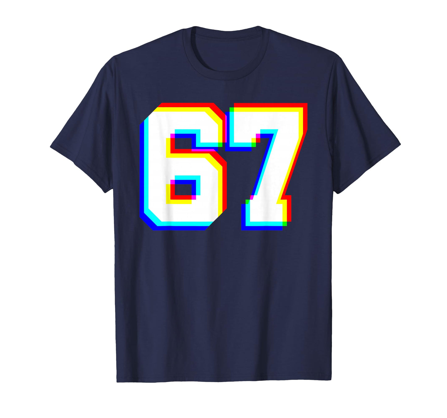 67 Glitch Optical Illusion Six Seven Varsity 6 7 Meme T-Shirt