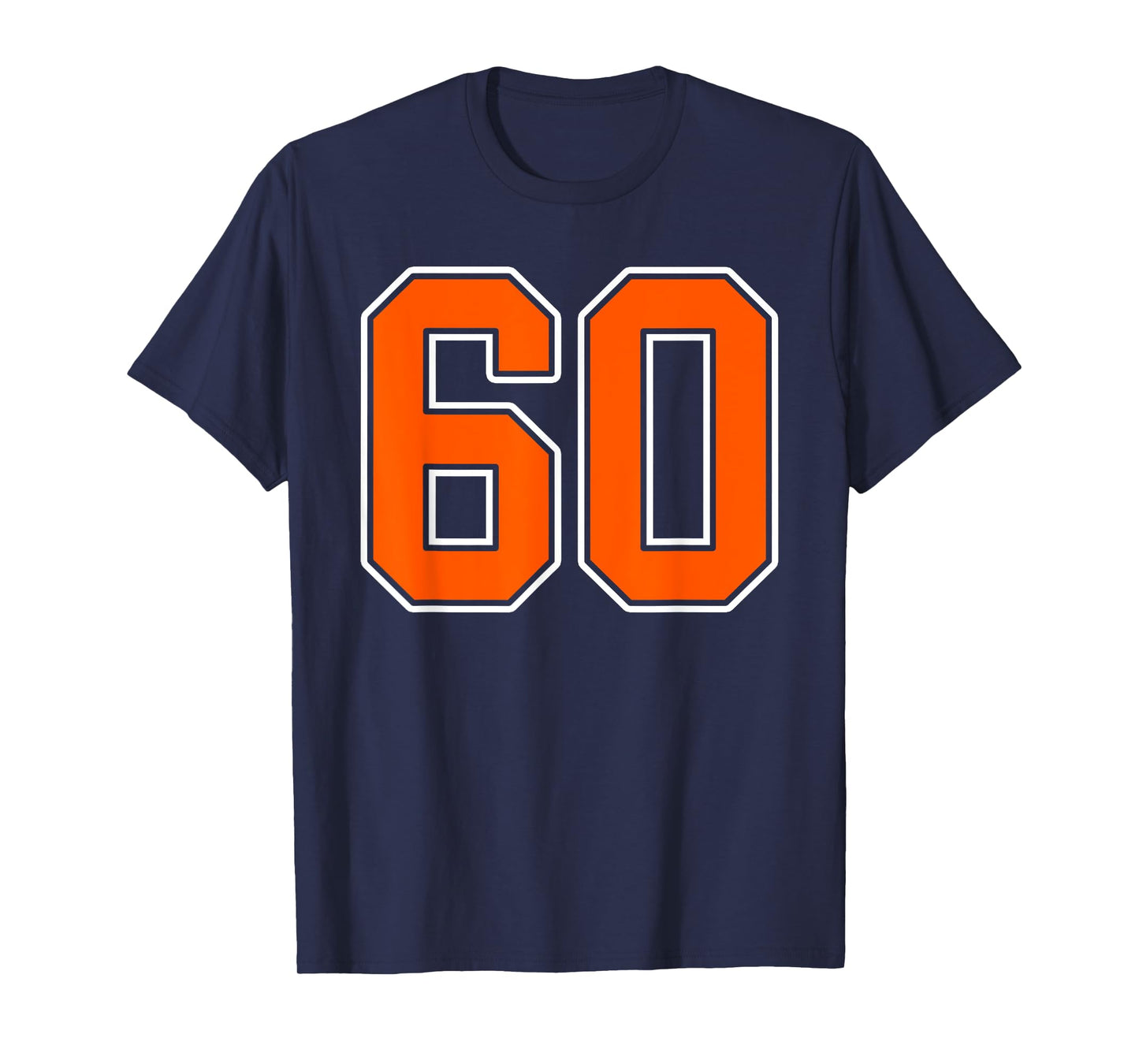 Orange White Number 60 Jersey Player Uniform #60 T-Shirt