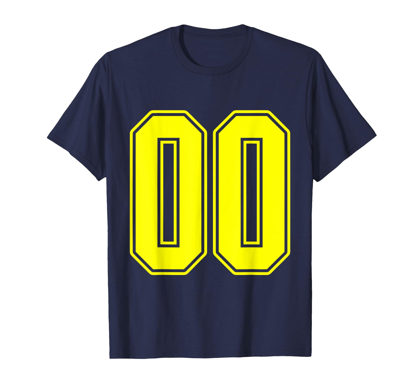 #00 Yellow Outline Number 00 Sports Fan Jersey Style T-Shirt