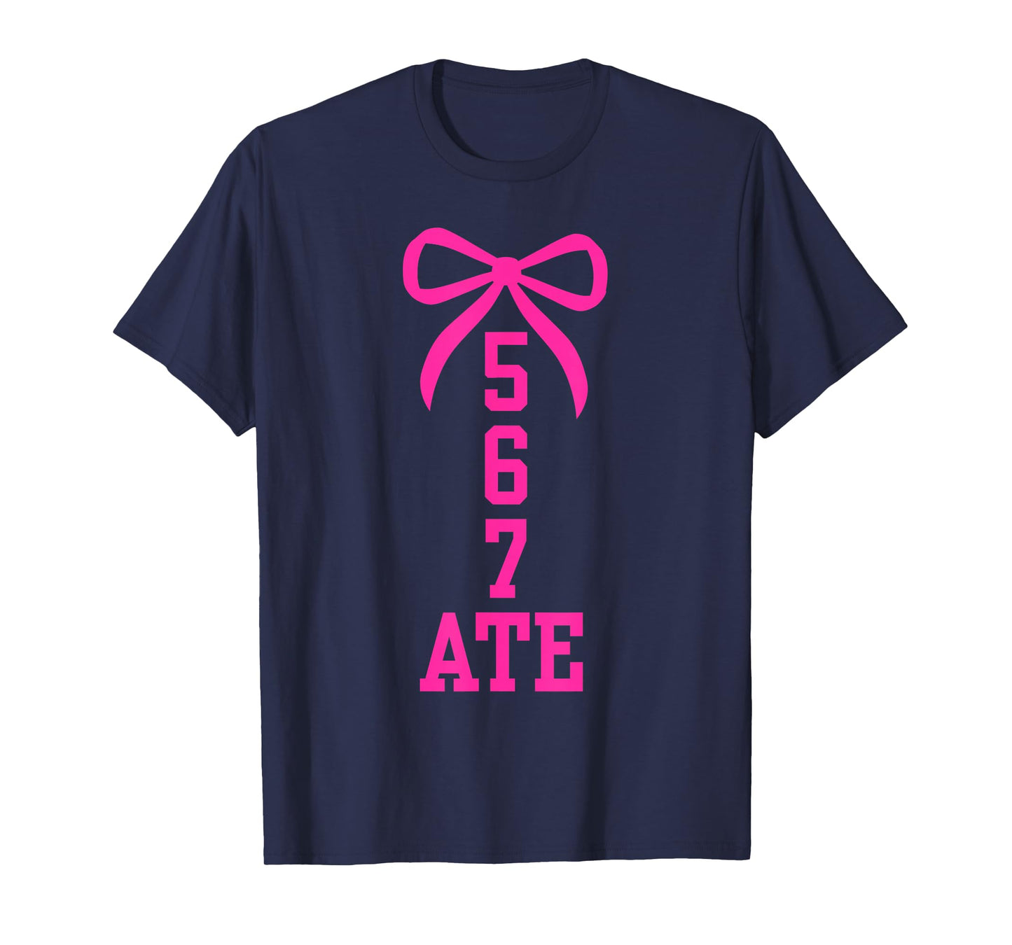 Five Six Seven Ate Cheer Dance Coquette Bow Pink Cheerleader T-Shirt