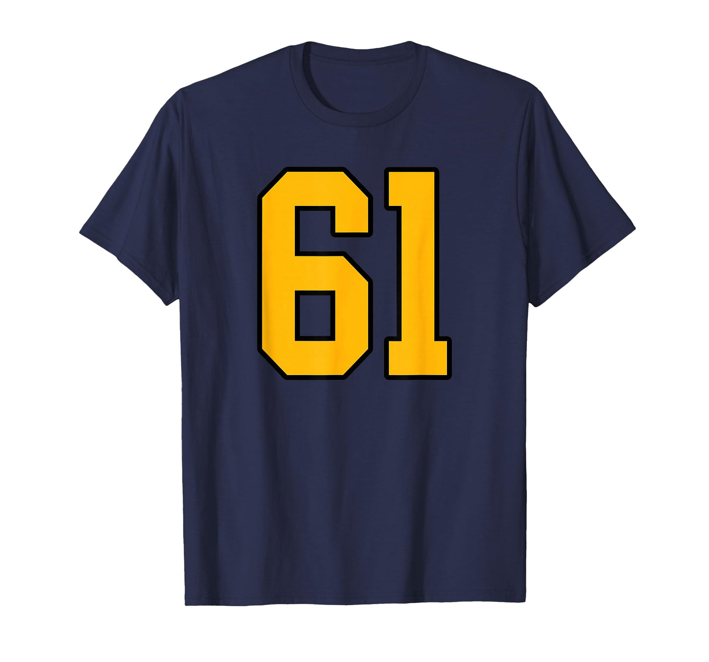 Gold and Black Sports Number 61 Jersey Uniform Player T-Shirt