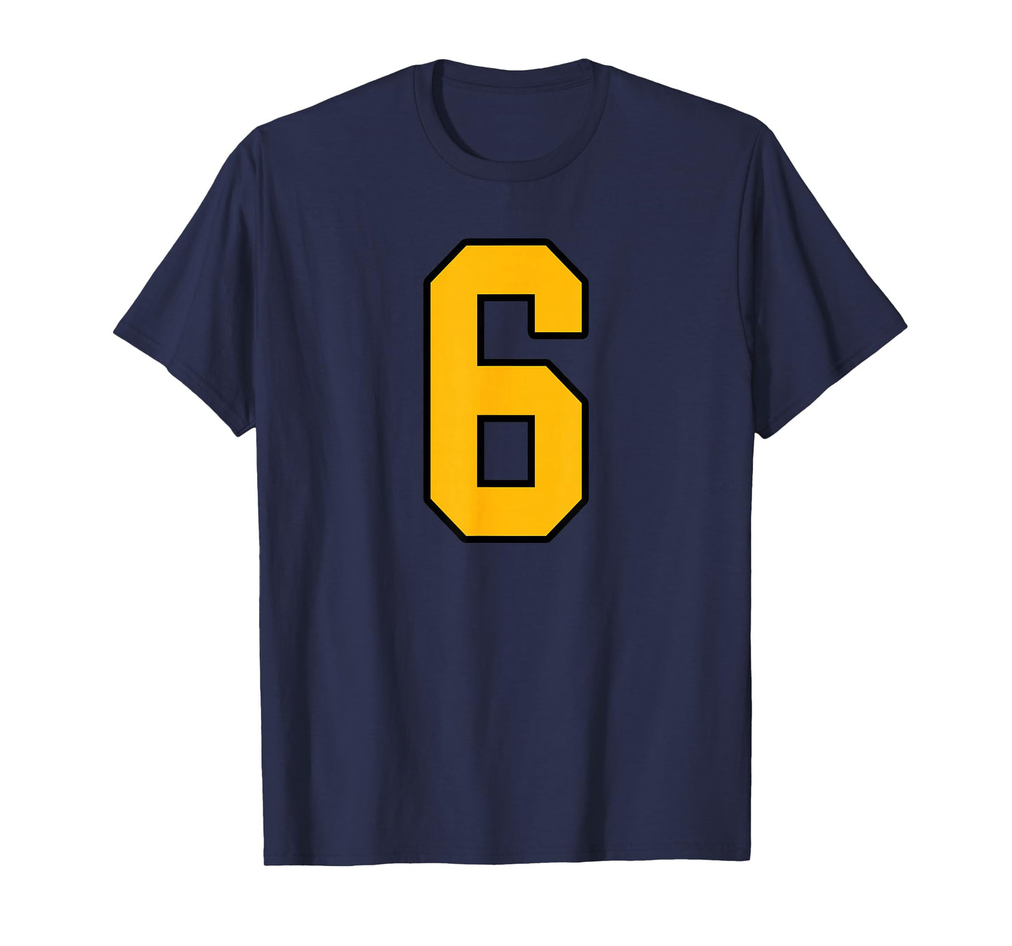 Gold and Black Sports Number 6 Jersey Uniform Player T-Shirt