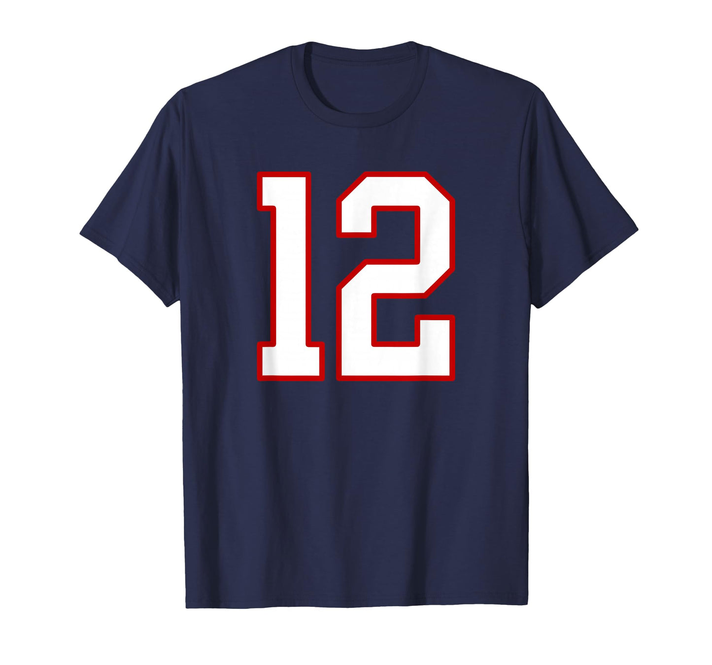 White and Red Sports Number 12 Jersey Uniform Player T-Shirt